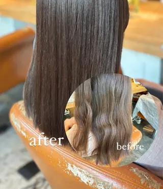 ロング カラー パーマ 髪質改善カラー ベージュ🤎YUMEのヘアスタイル