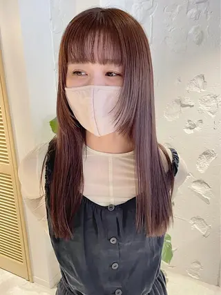 セミロング カラー パーマ ヘアアレンジ 透明感color 🥣suzunaのヘアスタイル