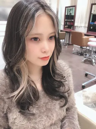 セミロング カラー パーマ ヘアアレンジ VIVIE【ヴィヴィ】所属・髪質改善/韓国風 レイヤー/田村祐樹のヘアスタイル