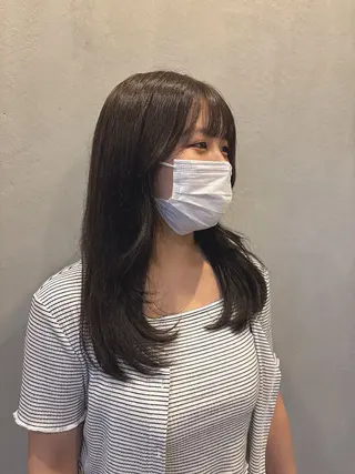 セミロング 韓国ボブ/顔周り/べ ージュ/織田百華🎀のヘアスタイル