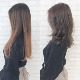 セミロング カラー パーマ アビリタ 警固のヘアスタイル