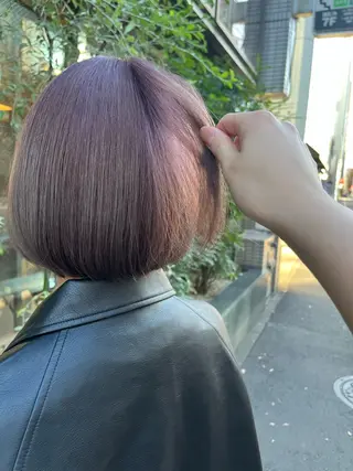 ショート カラー えんぐちとも／透明感 カラー／博多ボブのヘアスタイル