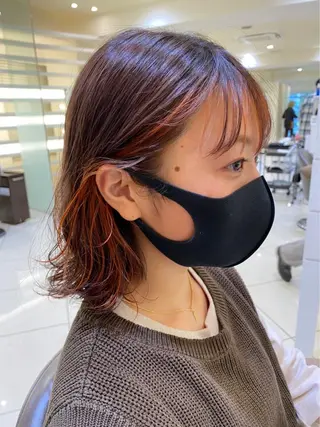 ミディアム カラー 赤みオフの透明感職人 /ケア重視の美髪施術のヘアスタイル