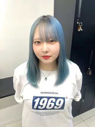 ミディアム カラー ダブルカラーブリーチ 髪質改善　縮毛矯正のヘアスタイル