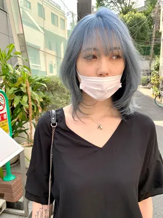 ミディアム カラー ヘアアレンジ ハイトーン/美髪矯正 🍃大江拓実のヘアスタイル