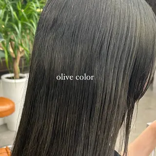 セミロング カラー オリーブ/ 透明感カラー/れいあのヘアスタイル