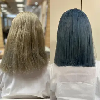 セミロング カラー パーマ 髪質改善/縮毛矯正 /ブリーチ矯正/岡部のヘアスタイル