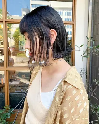 ミディアム カラー クロスパーマ× 透明感カラー✂︎のヘアスタイル