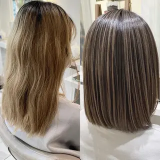 セミロング カラー 山崎俊輔/髪質改善 /バレイヤージュのヘアスタイル