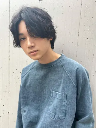 パーマ メンズ yumeka🩶ボブ 暖色/透け感カラーのヘアスタイル