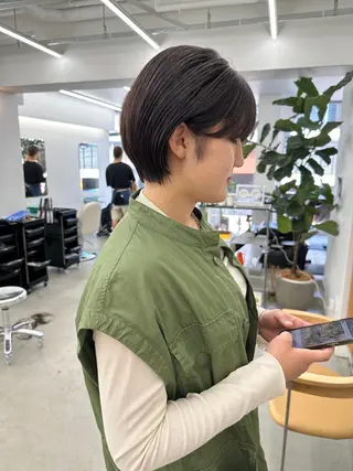 ショート カラー ボブ/レイヤー/ケア パーマ/リュウタのヘアスタイル