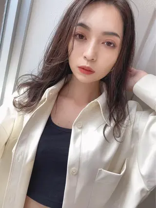 セミロング レイヤーカット・ 縮毛矯正 星野のヘアスタイル