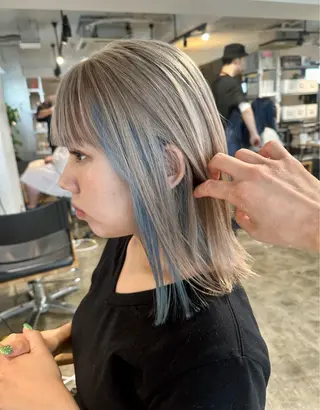 ミディアム カラー ✨艶ブリーチカラー ✨四ノ宮裕己のヘアスタイル