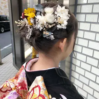 ロング カラー パーマ ヘアアレンジ LUCK本厚木 浦住 貴大のヘアスタイル