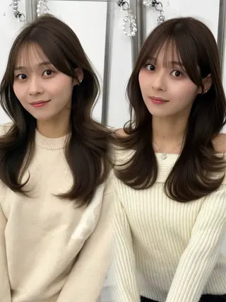 ミディアム カラー ヘアアレンジ 最小顔周り&レイヤー 特化/池袋/kokiのヘアスタイル