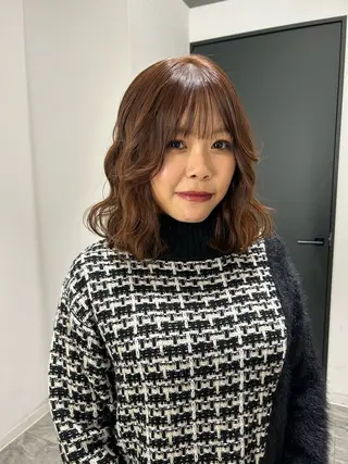 ミディアム カラー 似合わせ前髪／ 小顔カット🎀そうのヘアスタイル