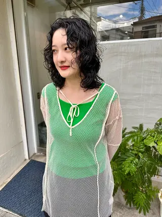 ミディアム パーマ パーマ/透明感カラー /ボブ/吉田一生のヘアスタイル