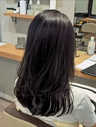 セミロング 細めハイライト🩶 レイヤーカット　穂積のヘアスタイル
