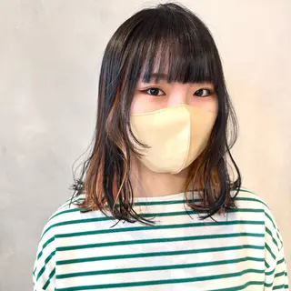 ミディアム カラー デザインカラー/パー マ🦖外岡咲希🦖のヘアスタイル