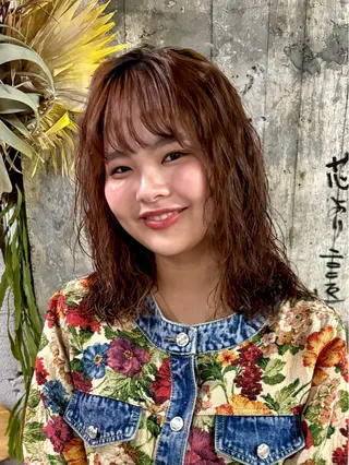 ミディアム パーマ 札幌パーマ レイヤー/後藤海音のヘアスタイル