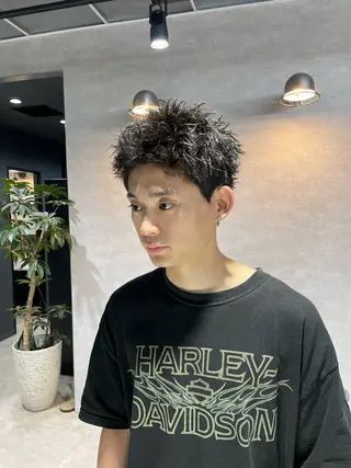 ショート パーマ メンズ 垢抜けハイトーン☀/ 笑顔の美容師/しゅんのヘアスタイル