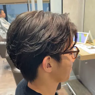 ショート パーマ メンズ 艶暖色カラー🍒 縮毛矯正ほののヘアスタイル