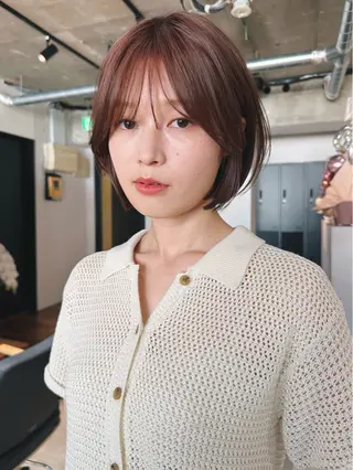 ショート カラー パーマ 🫧小顔×似合わせ× 透明感カラー🫧のヘアスタイル