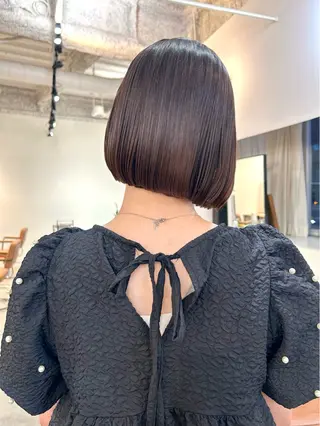ショート パーマ 切りっぱなしボブ 大阪梅田/きょうかのヘアスタイル