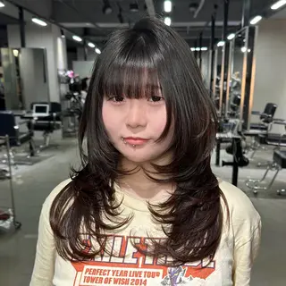 セミロング 艶髪カラー/レイヤ ー支持No.1renのヘアスタイル