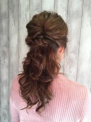 セミロング パーマ ヘアアレンジ 韓国ヘア✨グレージュ カラーasamiのヘアスタイル