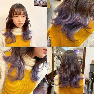 セミロング カラー "PEPPU "所属・派手髪、ハイトーン ショートヘアShinのヘアスタイル