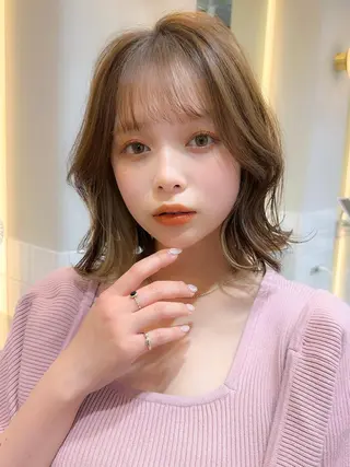 ミディアム カラー 新宿/韓国風レイヤー 髪質改善/渋谷直樹のヘアスタイル