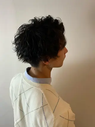 ミディアム パーマ メンズ HIROGINZAプレミアムバーバー赤坂店所属・田中 千恩のヘアスタイル