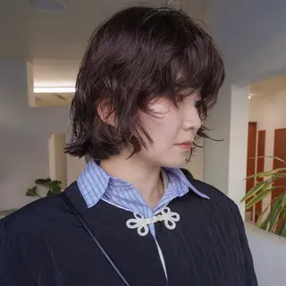 ミディアム パーマ メンズハイトーン/栄 /イトウタケルのヘアスタイル