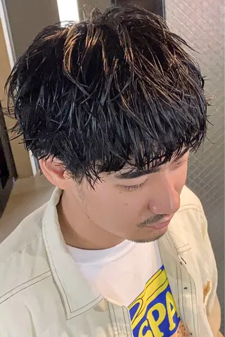 ショート メンズ パーマ/ダブルカラー ブリーチ⭐️海斗のヘアスタイル