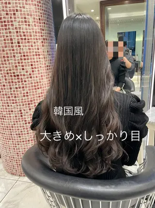 ロング カラー パーマ コテ巻きパーマ 藤野佑成のヘアスタイル