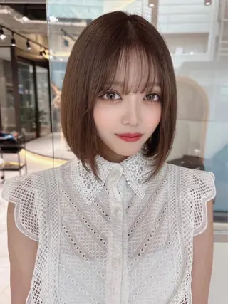 ミディアム まいか🤎髪質改善 ミルクティーボブ🎀のヘアスタイル