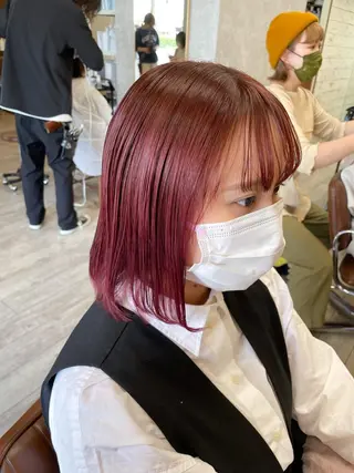 ミディアム カラー ヘアアレンジ イワタ マハ/ minim hairのヘアスタイル