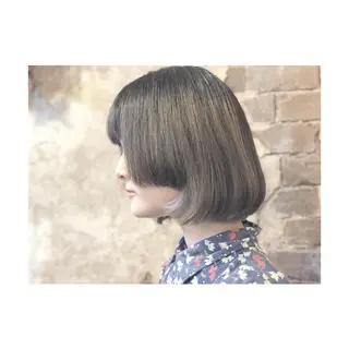 ショート カラー ブリーチ、パーマ 西部笑のヘアスタイル