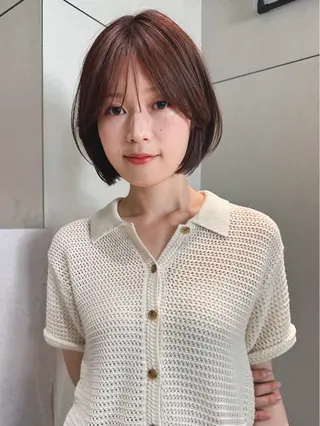 ショート カラー パーマ 🫧小顔×似合わせ× 透明感カラー🫧のヘアスタイル