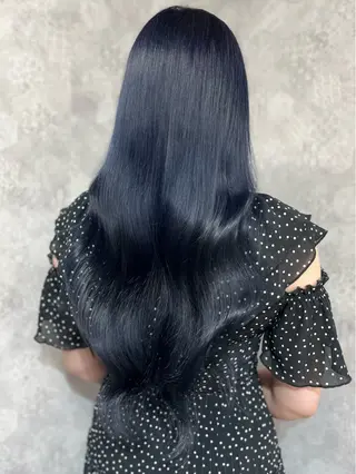 ロング カラー ヘアアレンジ 寒色アイドルカラー JUNOチナツのヘアスタイル