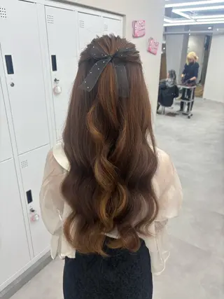 ロング カラー ヘアアレンジ メンズ シールエクステ🎀 羽エクステ🌙しぇるのヘアスタイル