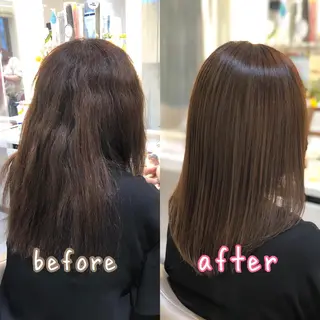 セミロング パーマ 安井　昴 💫ブリーチ縮毛矯正のヘアスタイル