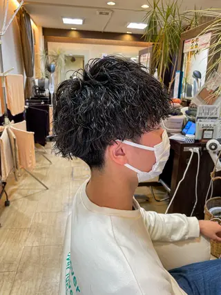 ミディアム パーマ メンズ メンズパーマ 赤司 泰樹のヘアスタイル