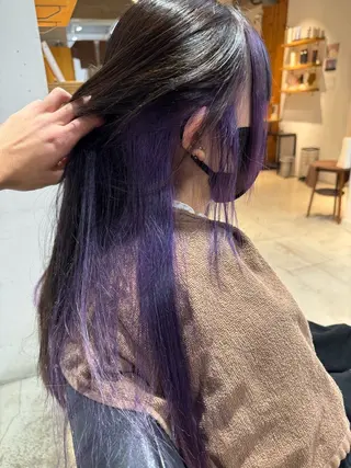 ロング カラー 透明感カラーハイライ トモデル募集大浦偉央のヘアスタイル