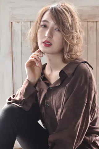 ミディアム カラー パーマ メンズ 南堀江🌿パーマ Tetsu【テツ】のヘアスタイル