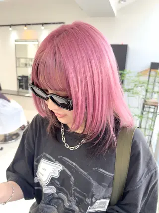 ミディアム カラー ダブルカラーブリーチ 髪質改善　縮毛矯正のヘアスタイル
