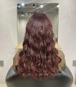 セミロング カラー パーマ 【arc】Ruri コテ巻き風パーマのヘアスタイル