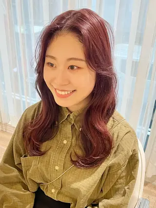 セミロング カラー ヘアアレンジ ハイトーンピンク🍑 ブリーチ🍑RINAのヘアスタイル