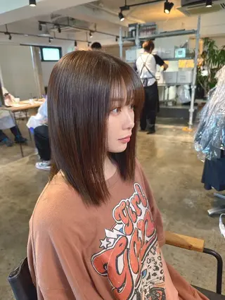 ミディアム カラー ブリーチなしカラー/ 艶カラー/宮本恵佑のヘアスタイル